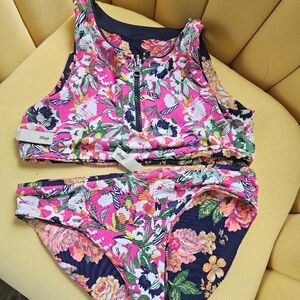 Maaji Floral Kids Swim Bikini - Pink and Navy